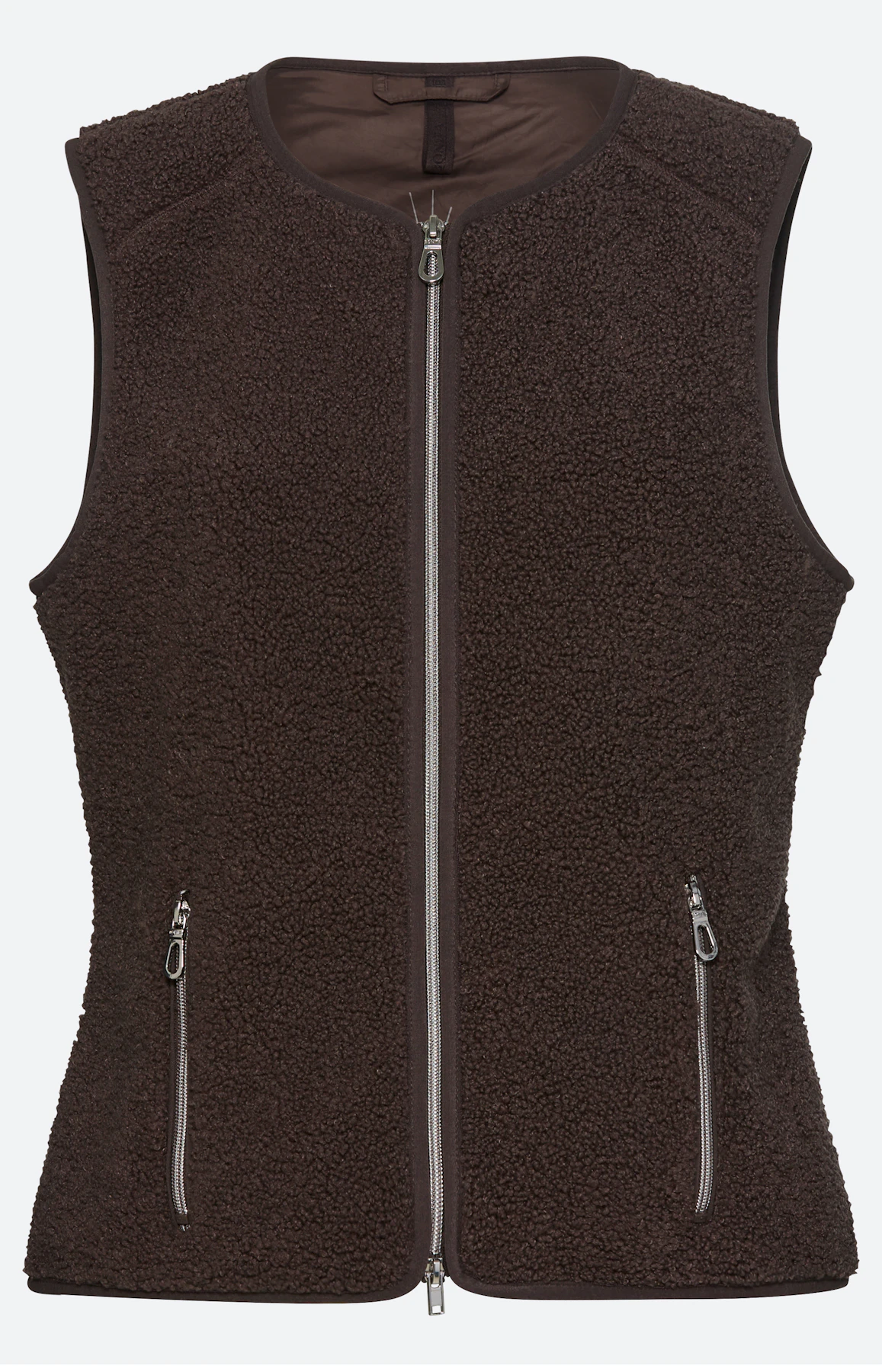 Mouwloos teddyvest, taupe