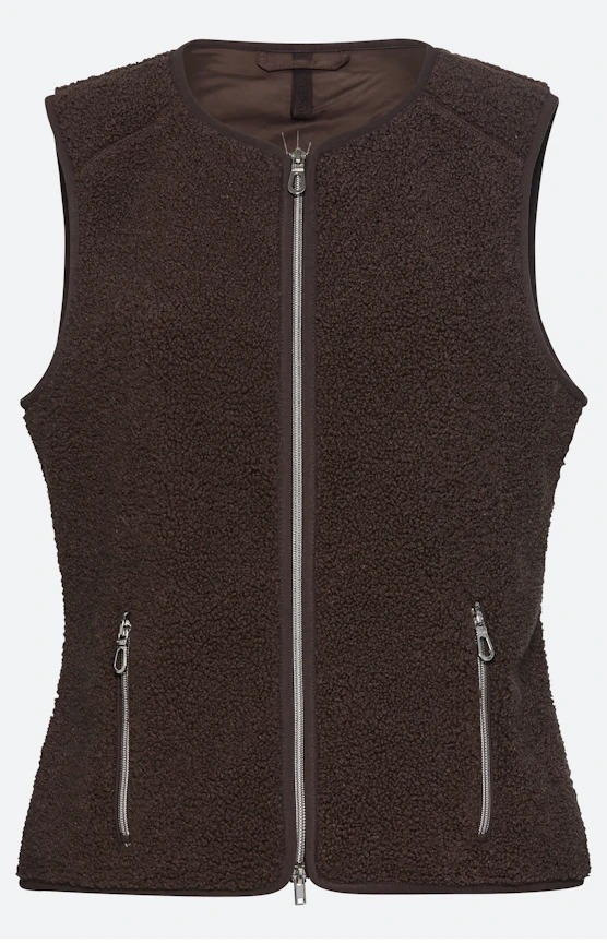 Mouwloos teddyvest, taupe