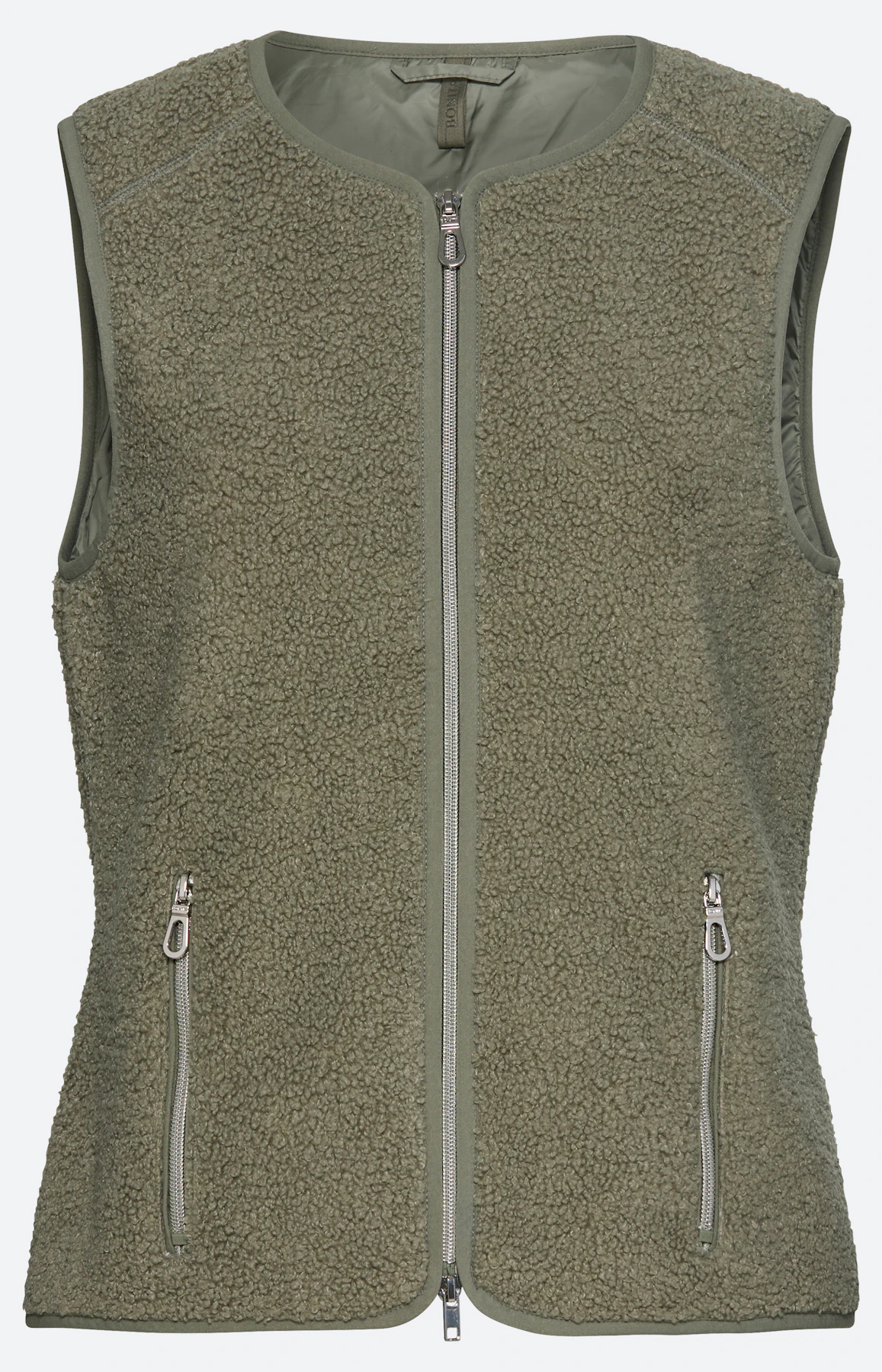 Mouwloos teddyvest, olijf