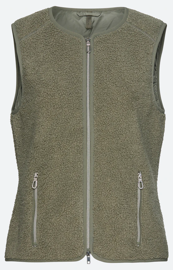 Mouwloos teddyvest, olijf