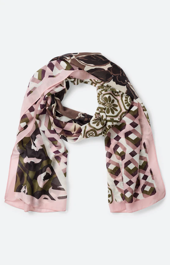 Sjaal met motievenmix, taupe