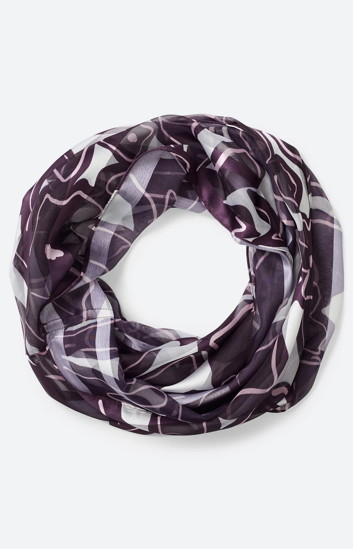 Colsjaal met print all-over, aubergine