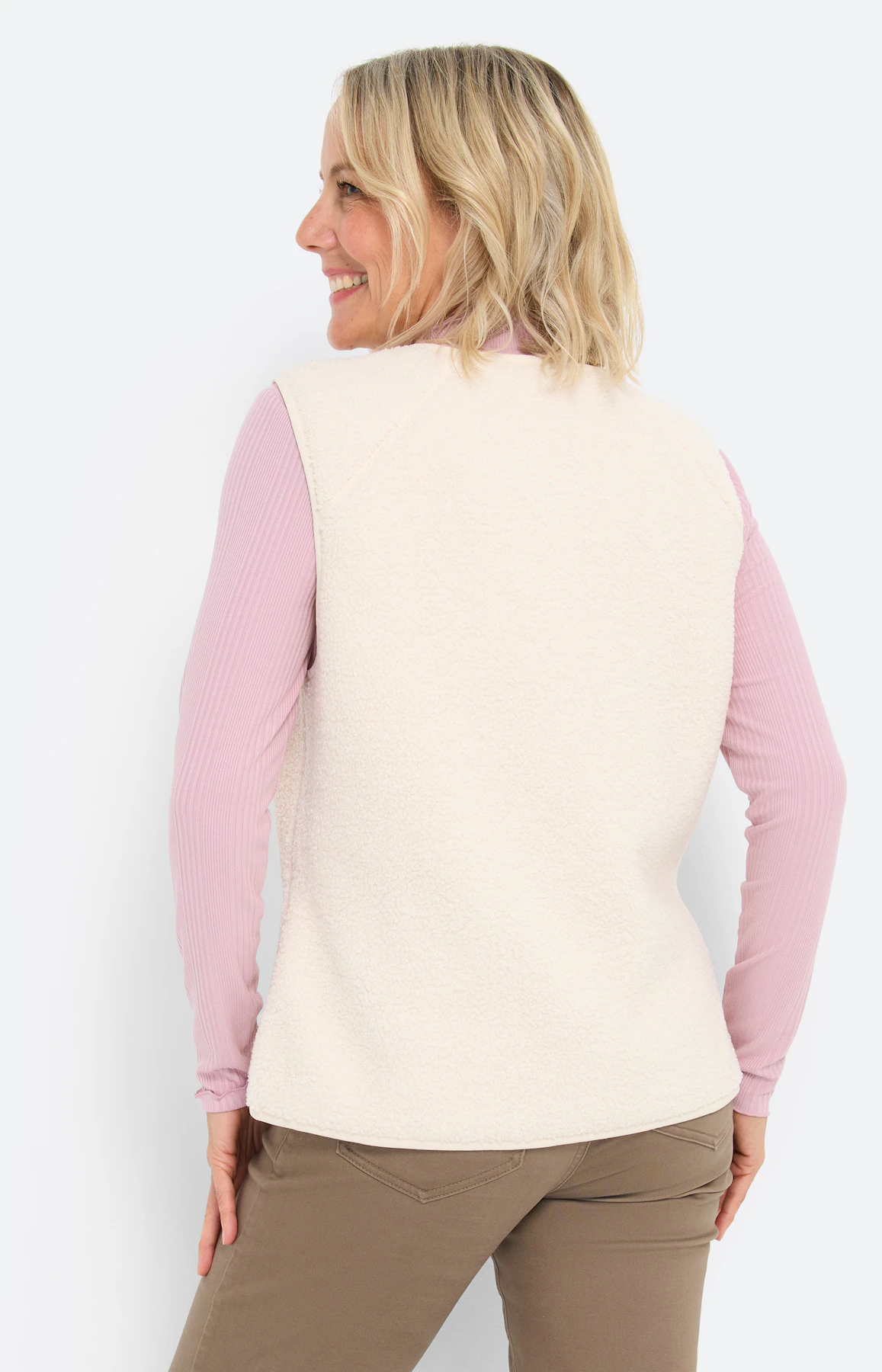 Mouwloos teddyvest, wit