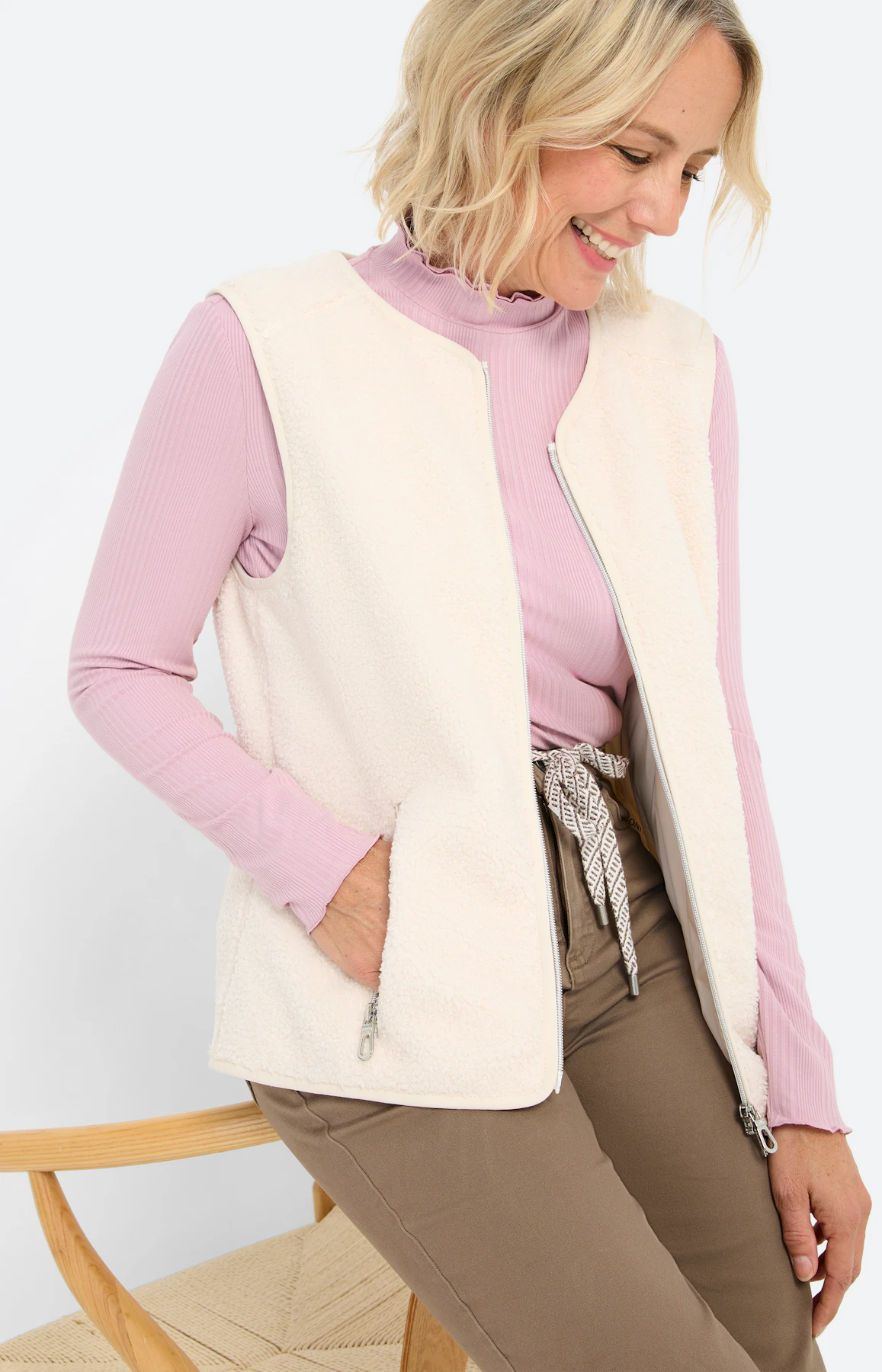 Mouwloos teddyvest, wit