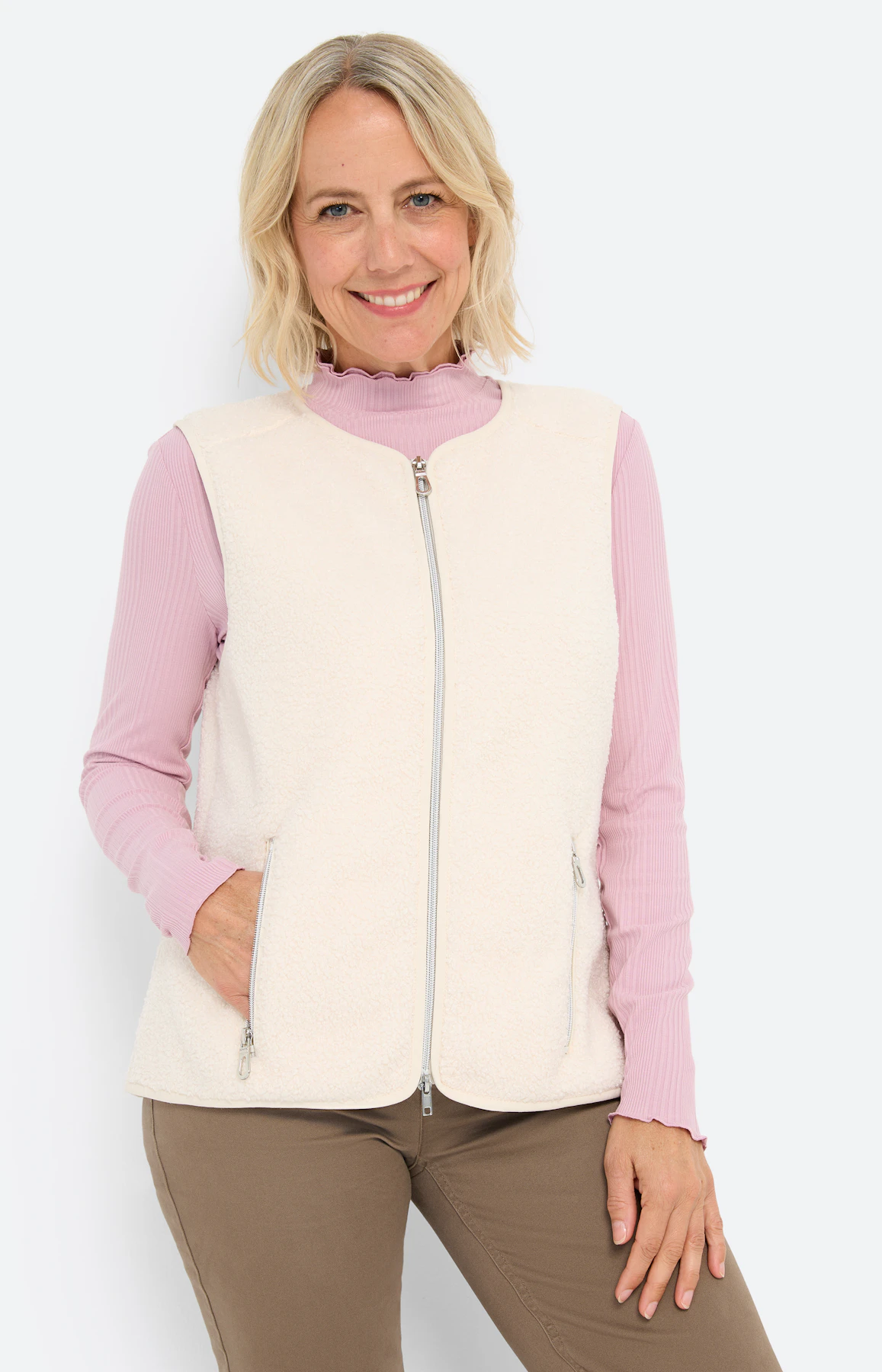 Mouwloos teddyvest, wit