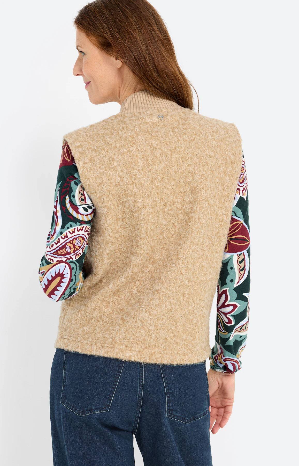Sweatvest met een opstaande kraag, beige