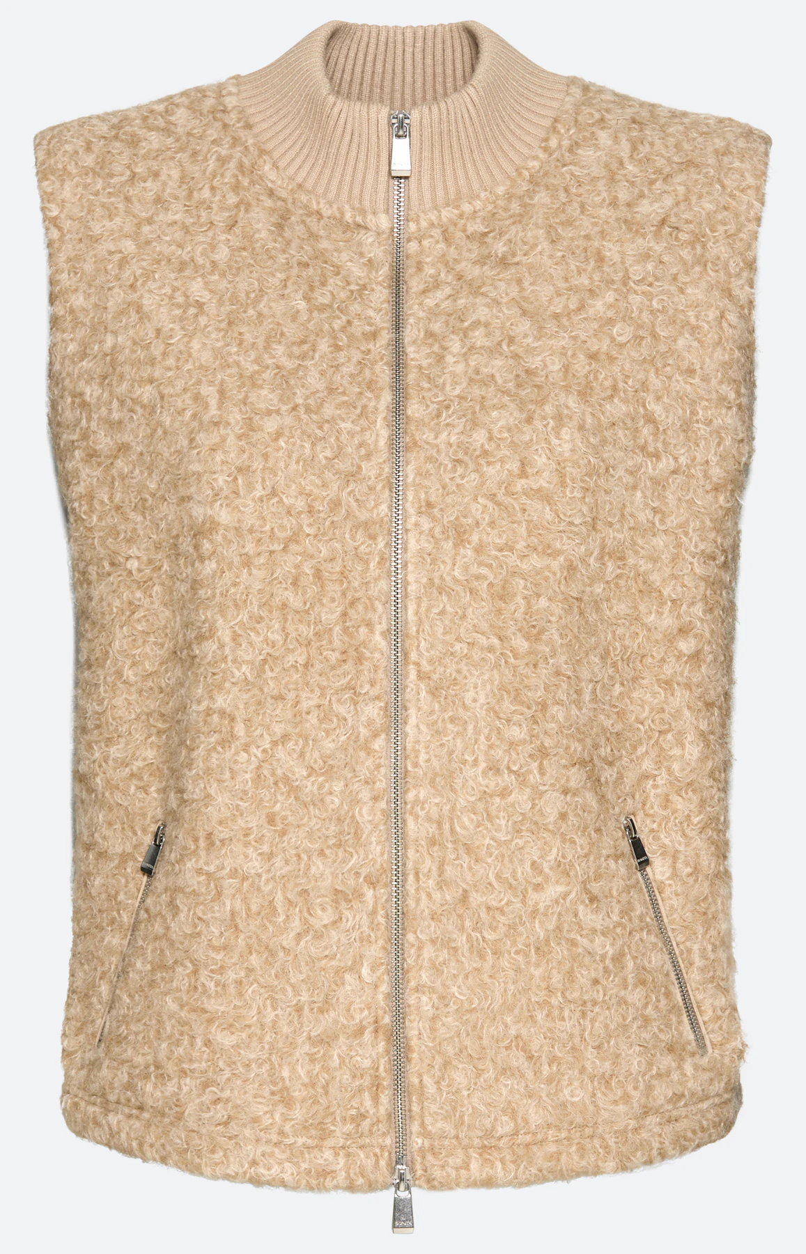 Sweatvest met een opstaande kraag, beige