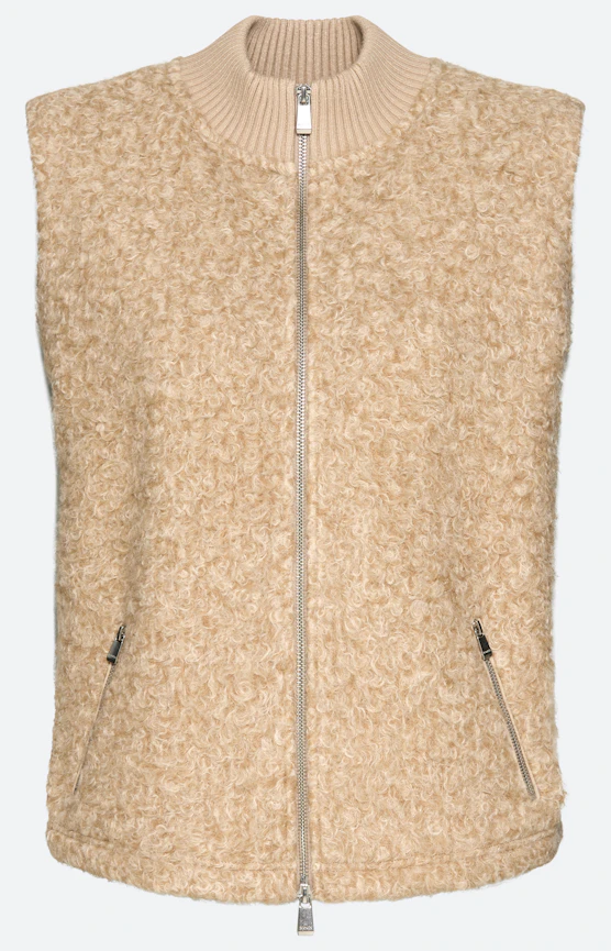 Sweatweste mit Stehkragen, beige