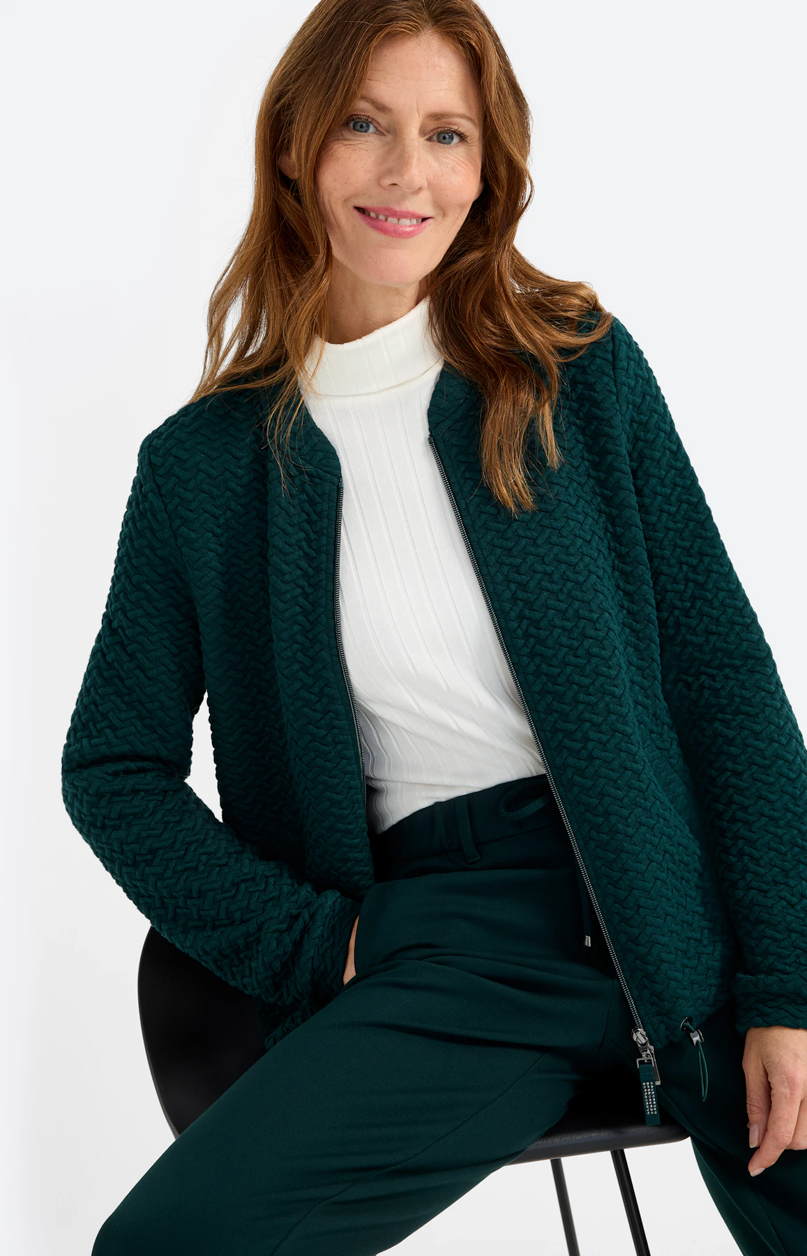 Sweatvest in blousonstijl, groen