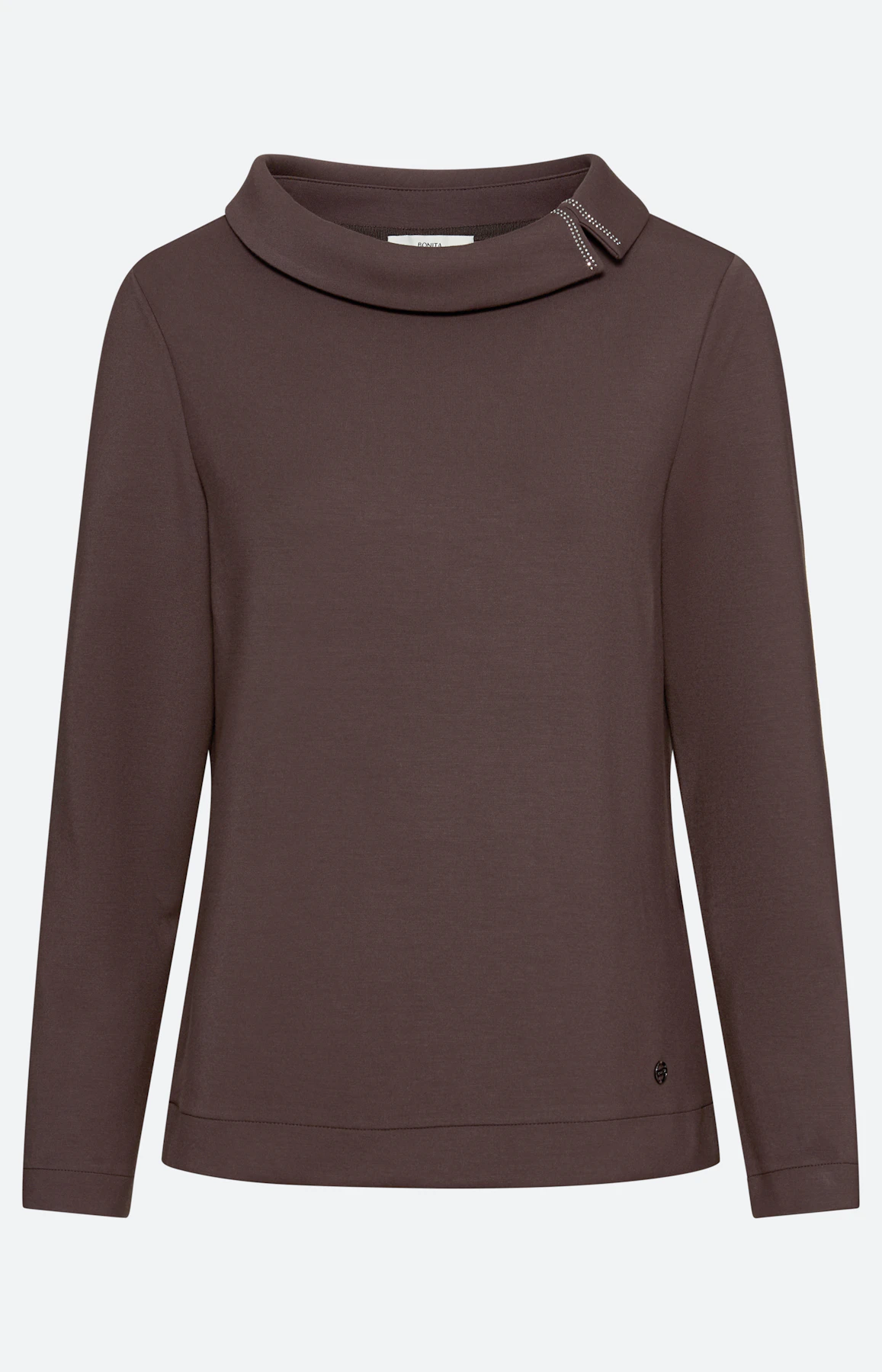 Sweatshirt met wijde kraag, taupe