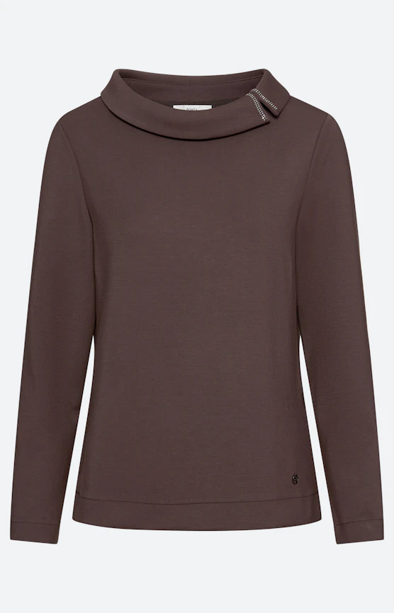 Sweatshirt mit weitem Kragen, taupe