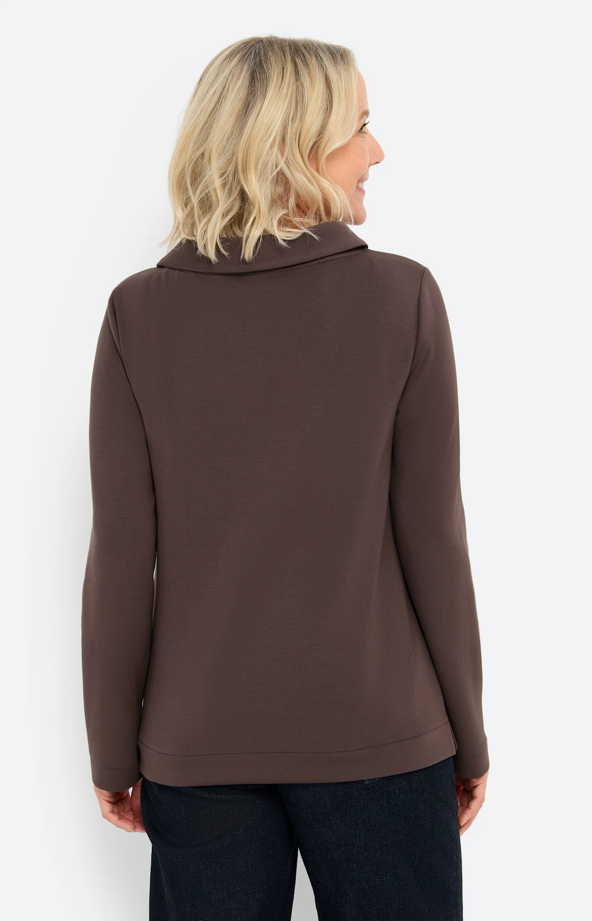 Sweatshirt met wijde kraag, taupe
