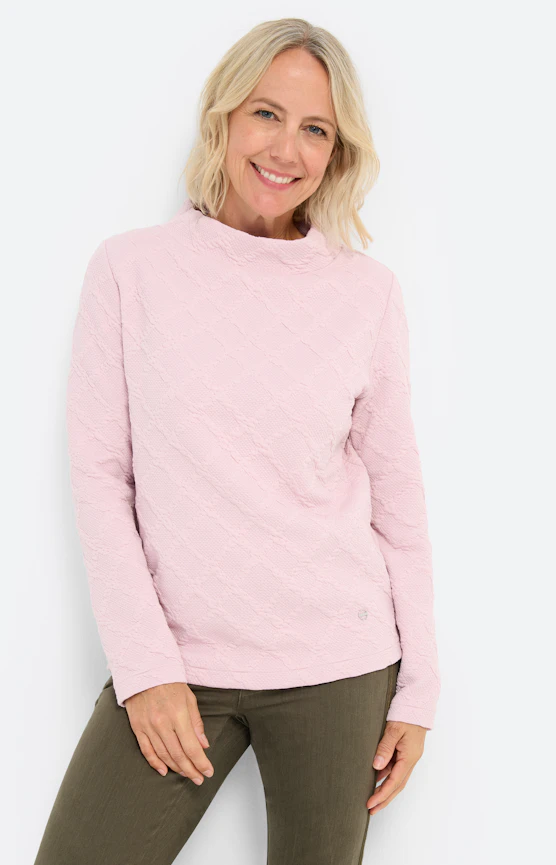 Sweatshirt mit Karo-Struktur, rosé