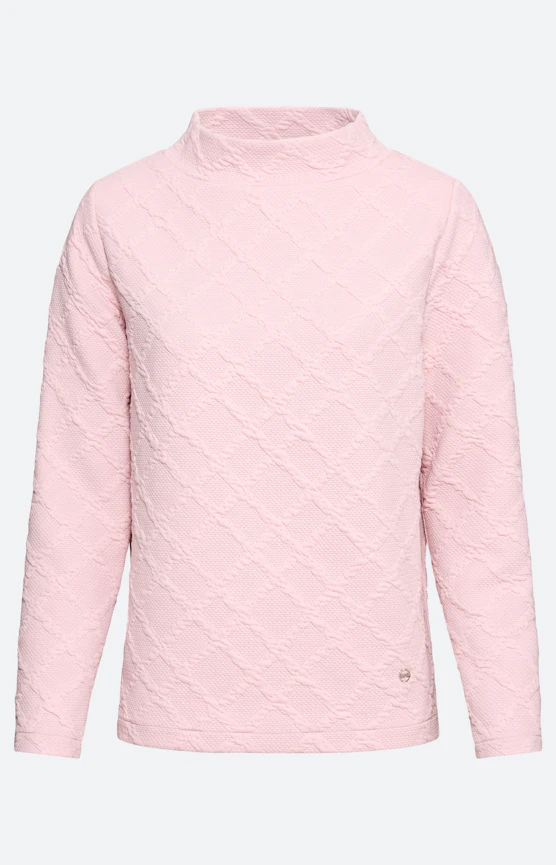 Sweatshirt mit Karo-Struktur, rosé