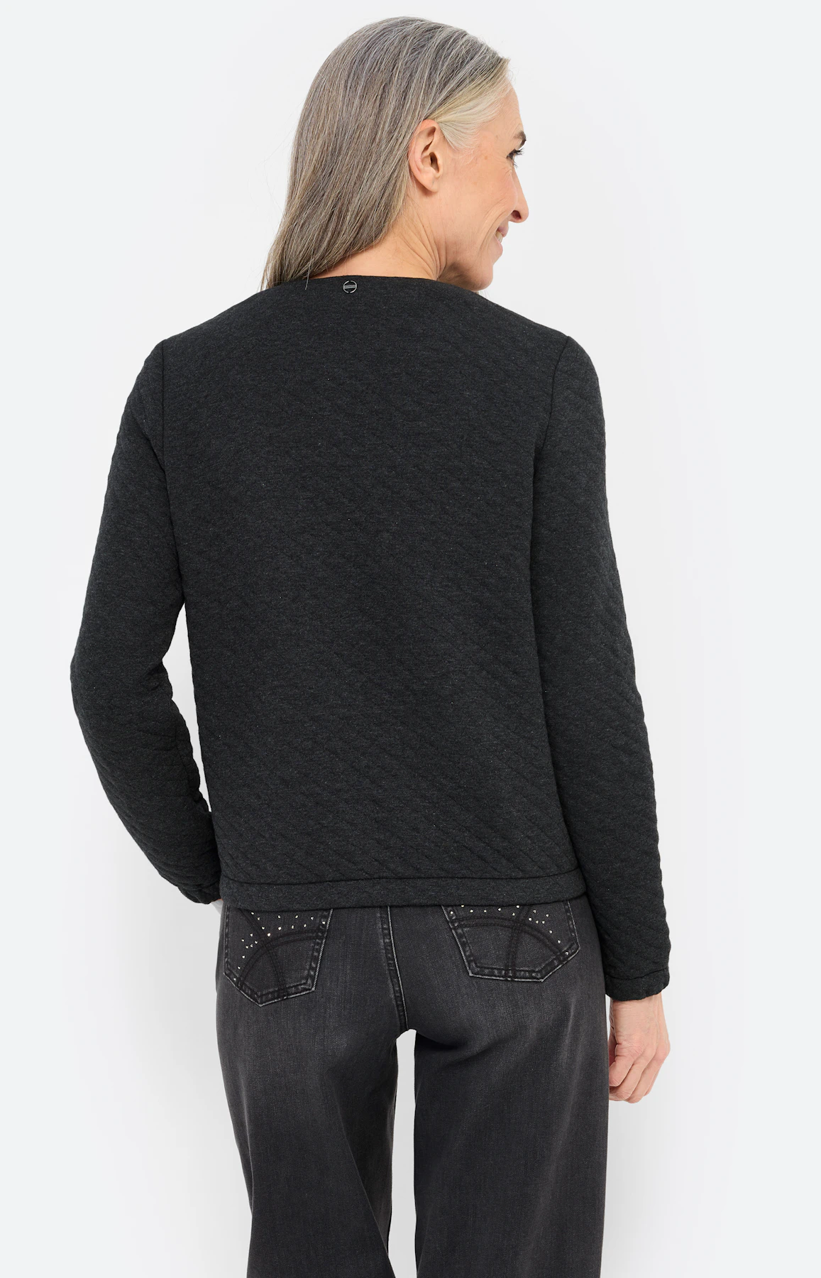 Sweatjacke mit Elastiksäumen, dunkelgrau