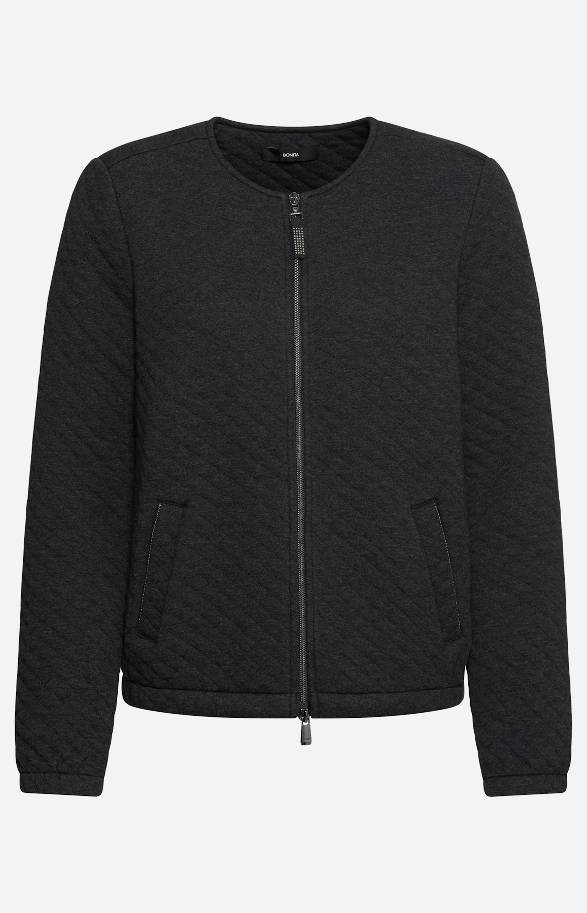Sweatjacke mit Elastiksäumen, dunkelgrau