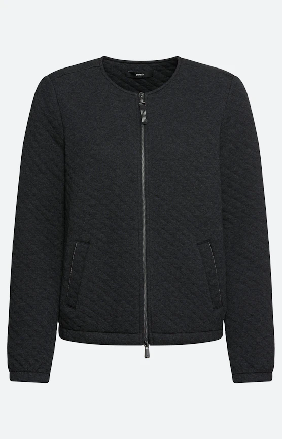 Sweatjacke mit Elastiksäumen, dunkelgrau