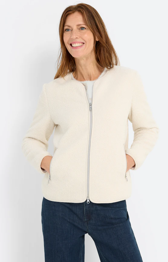 Sweatjacke aus Teddyfell, creme