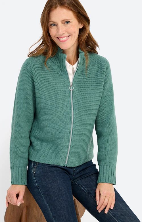 Cardigan met een opstaande kraag, salie