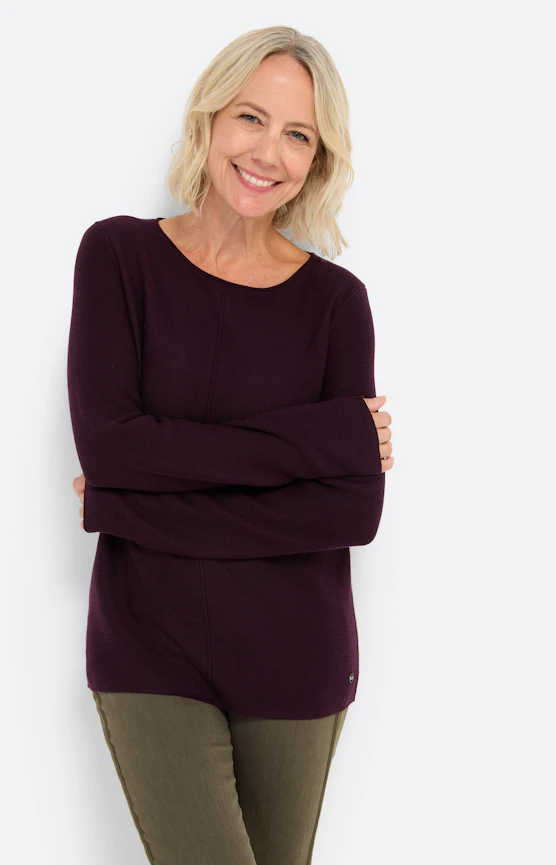 Trui in averechtbreisel, aubergine