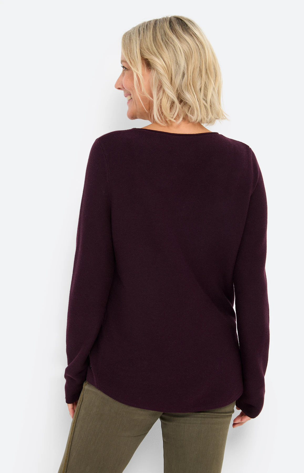 Trui in averechtbreisel, aubergine