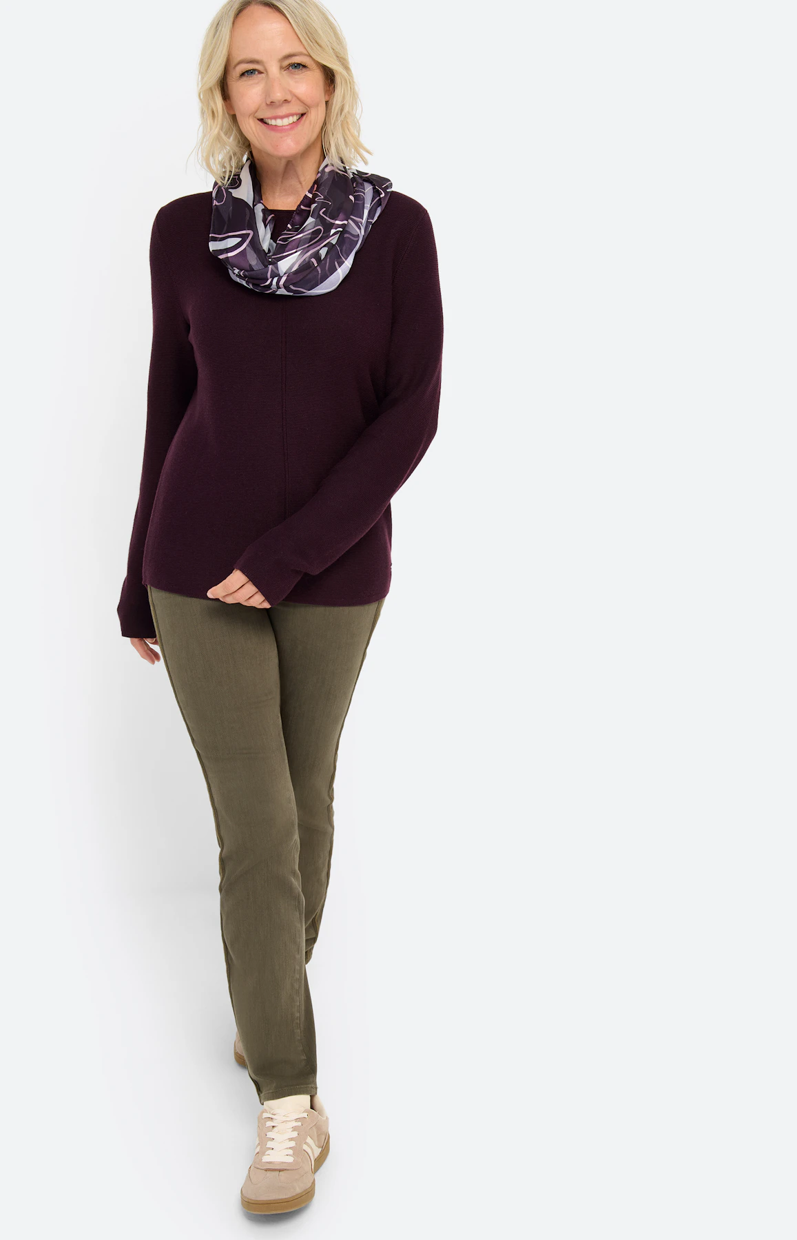 Trui in averechtbreisel, aubergine