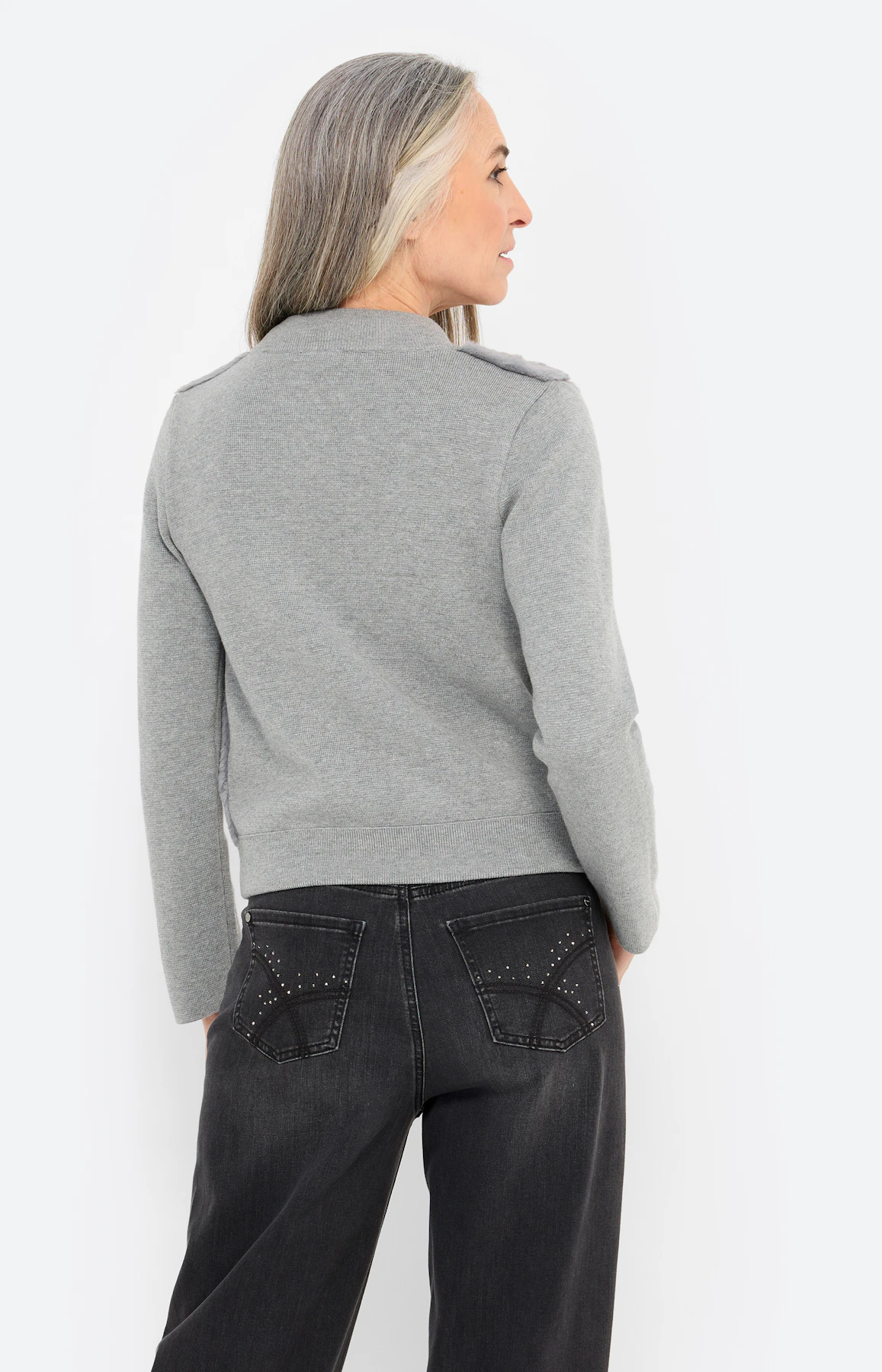 Cardigan in vacht-look, grijs