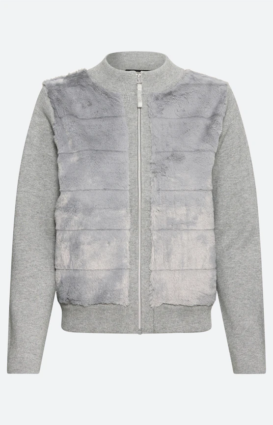 Cardigan in vacht-look, grijs
