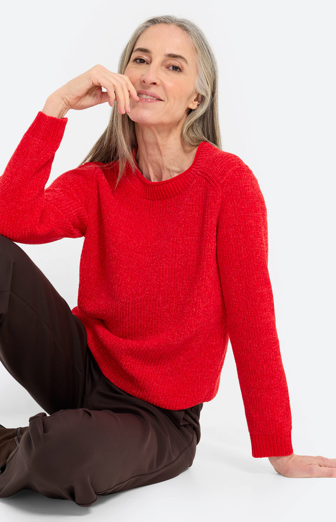 Trui van zacht garen, rood