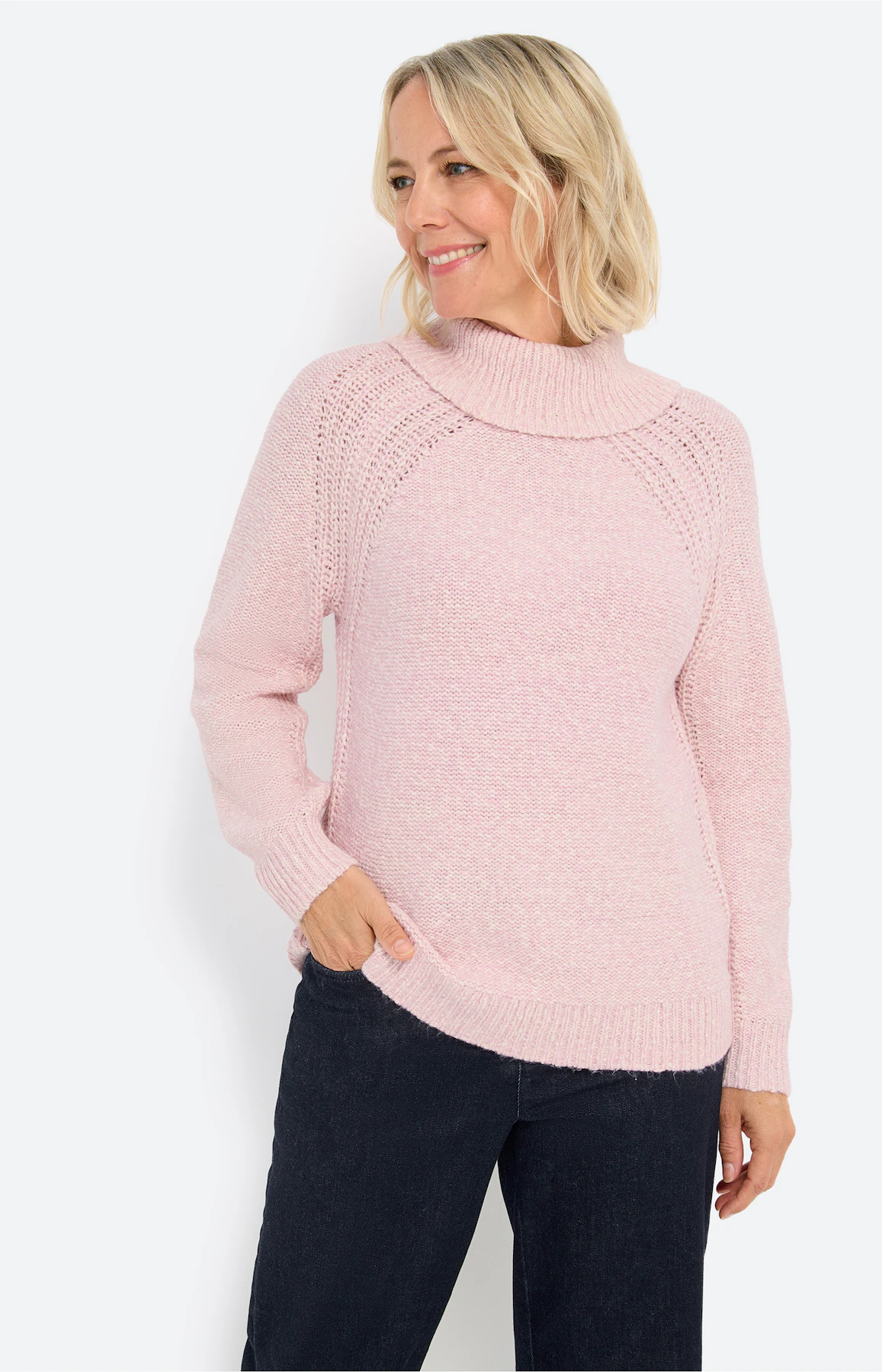 Trui met ribdetails, lichtpink