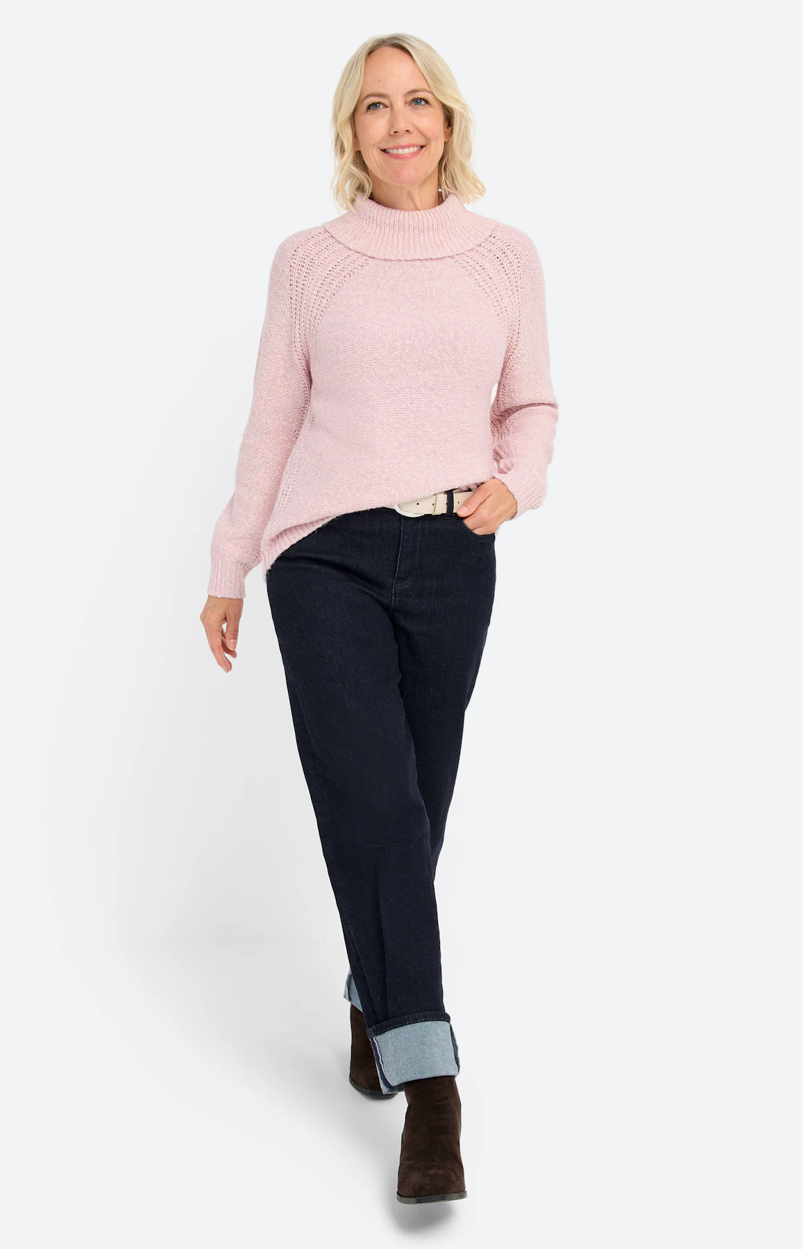 Trui met ribdetails, lichtpink