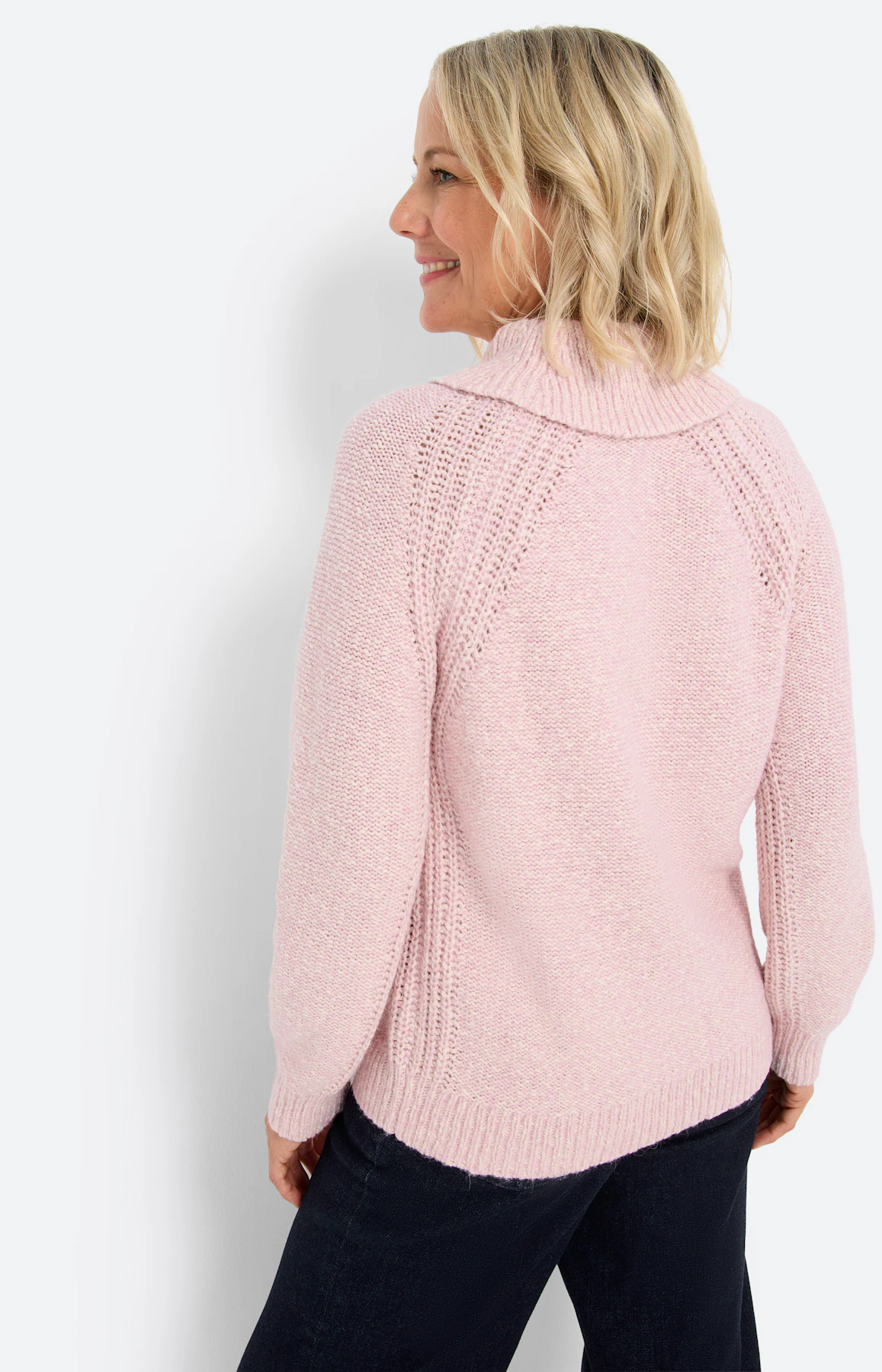 Trui met ribdetails, lichtpink