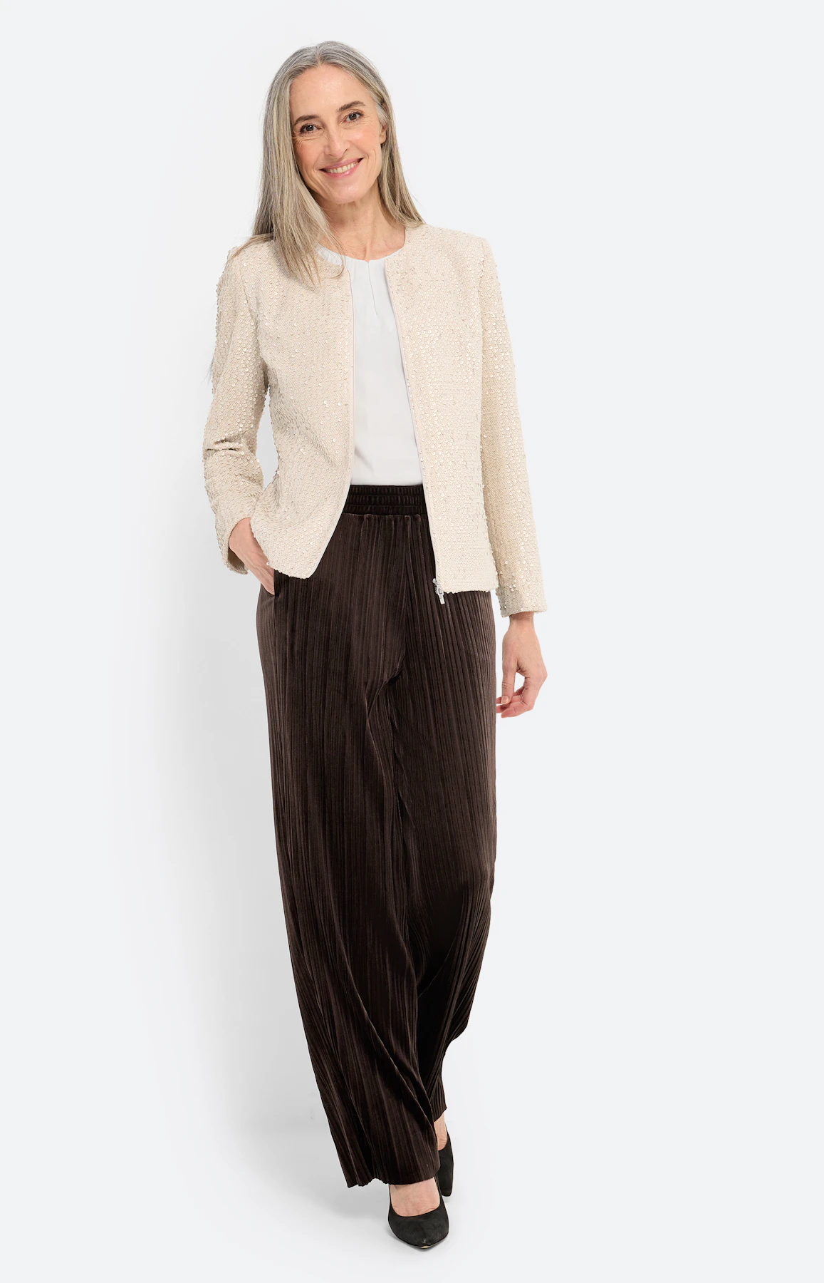 Blazer met pailletten, beige