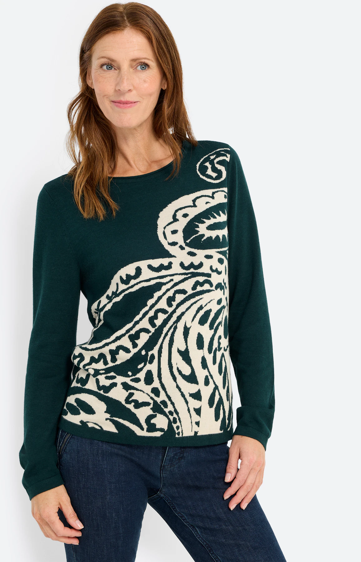 Trui met jacquardmotief, groen