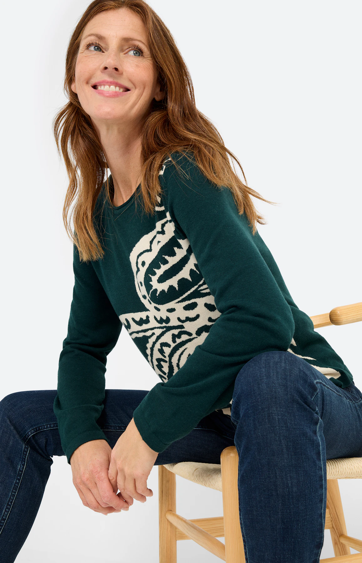 Trui met jacquardmotief, groen