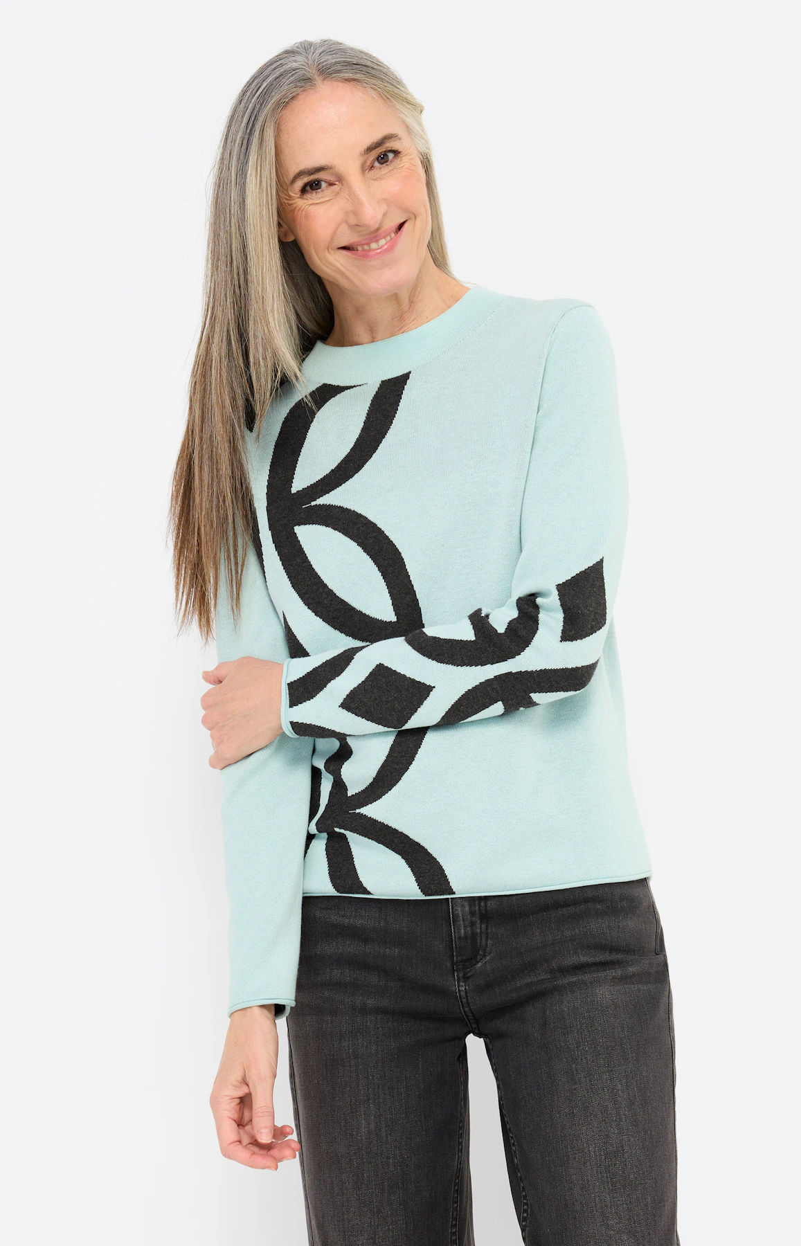 Trui met jacquardmotief, mint
