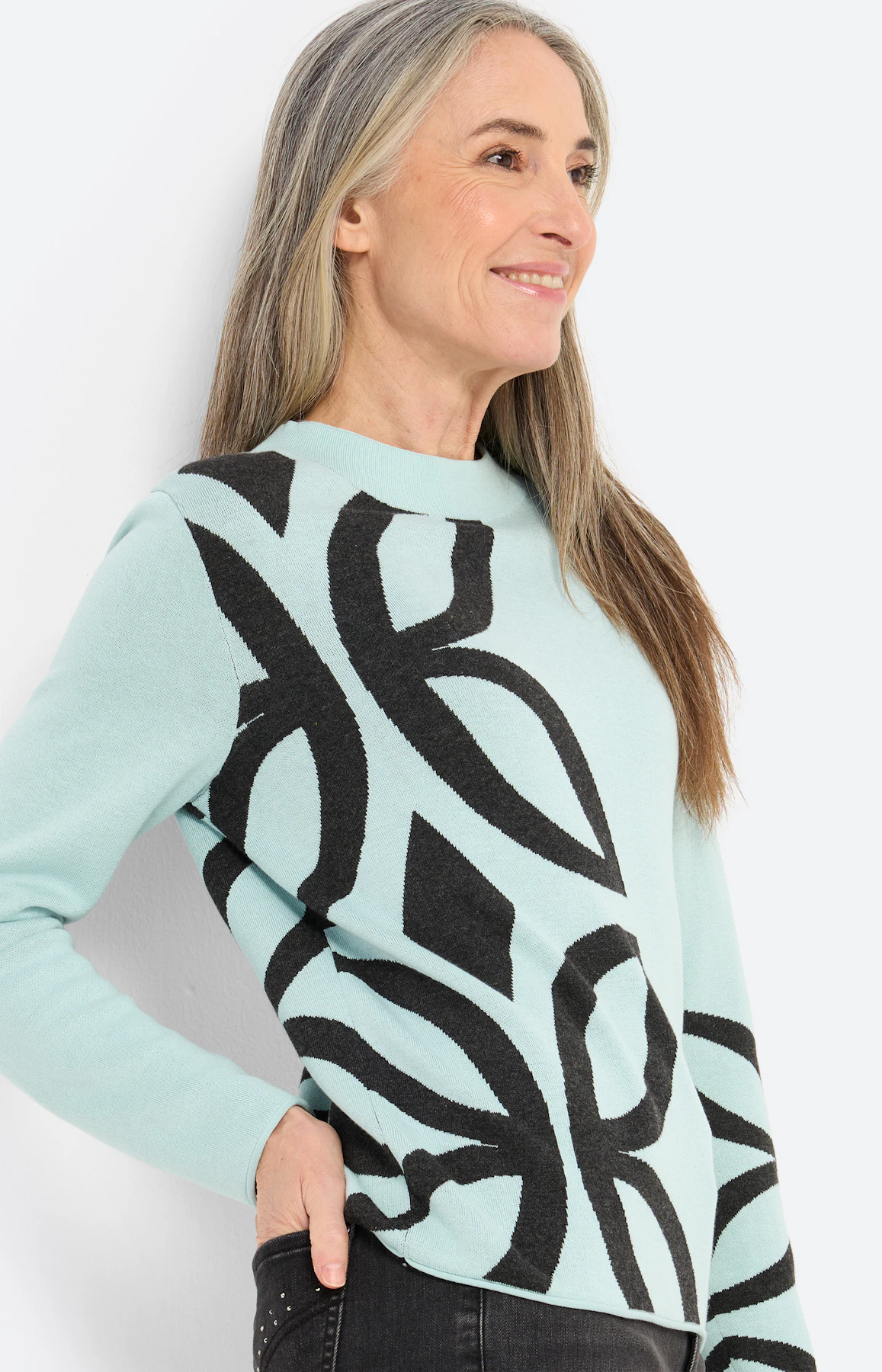 Trui met jacquardmotief, mint