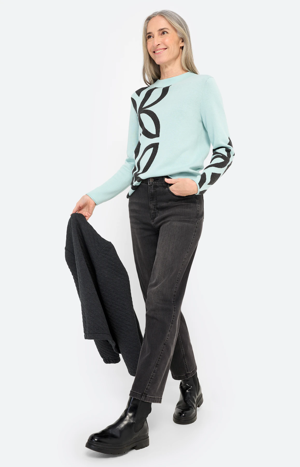 Trui met jacquardmotief, mint