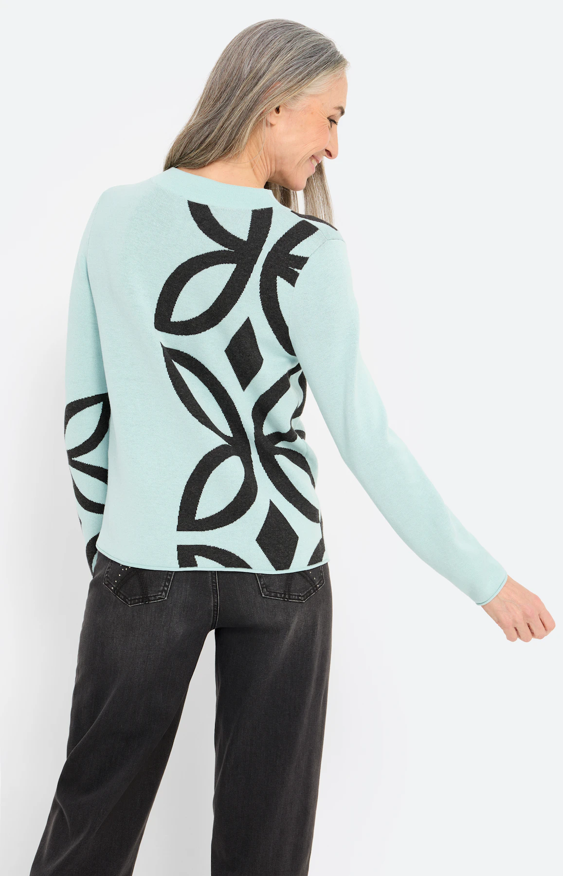 Trui met jacquardmotief, mint