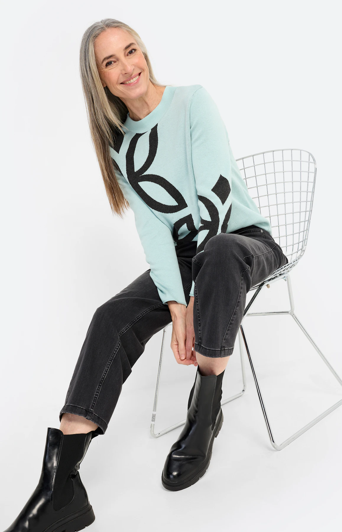 Trui met jacquardmotief, mint