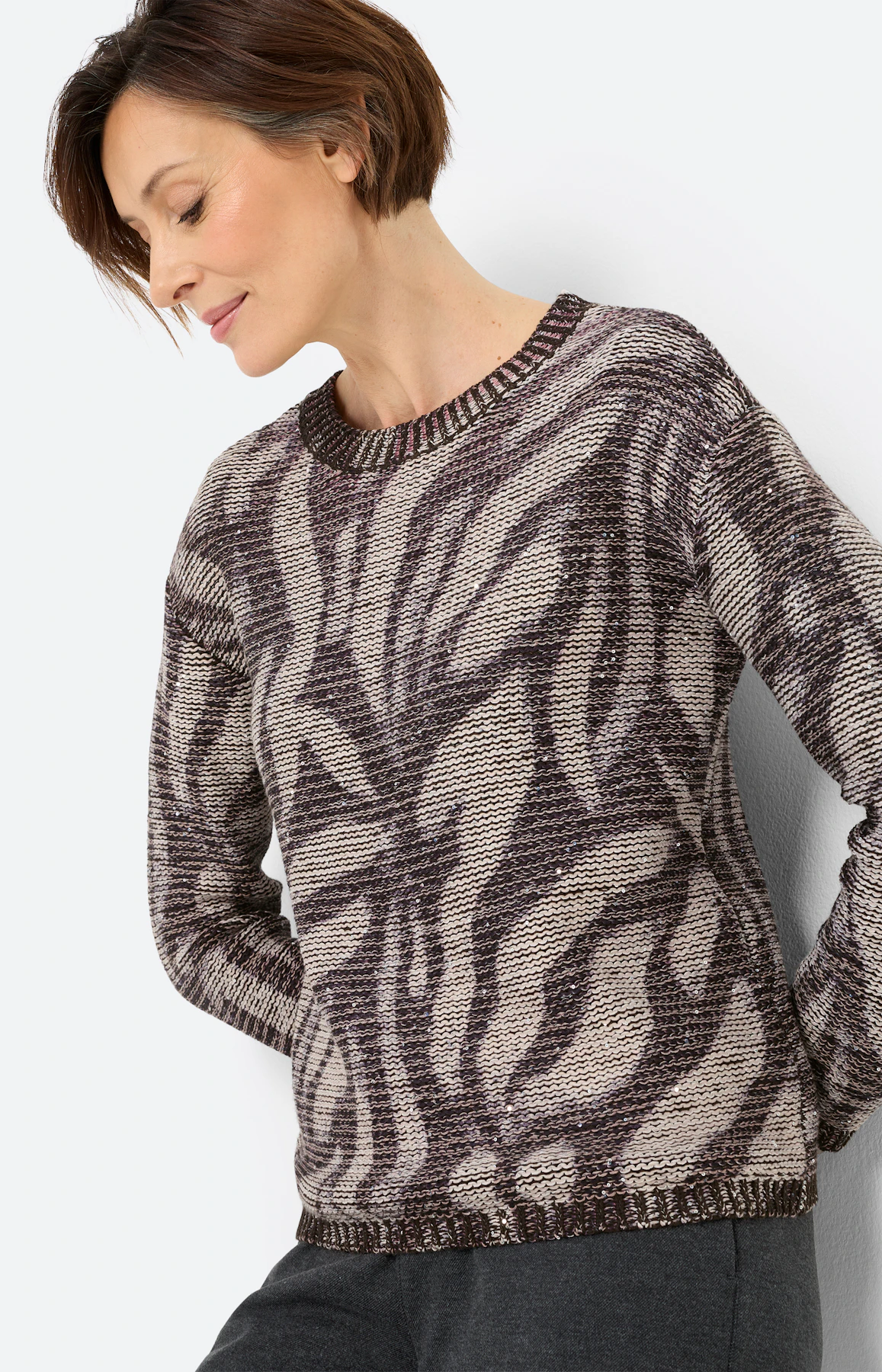 Trui met zebraprint, bruin