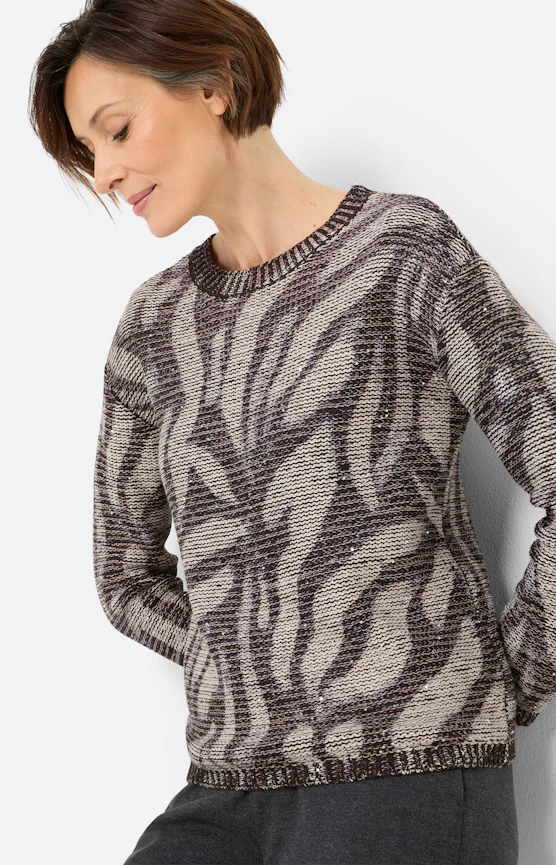 Trui met zebraprint, bruin