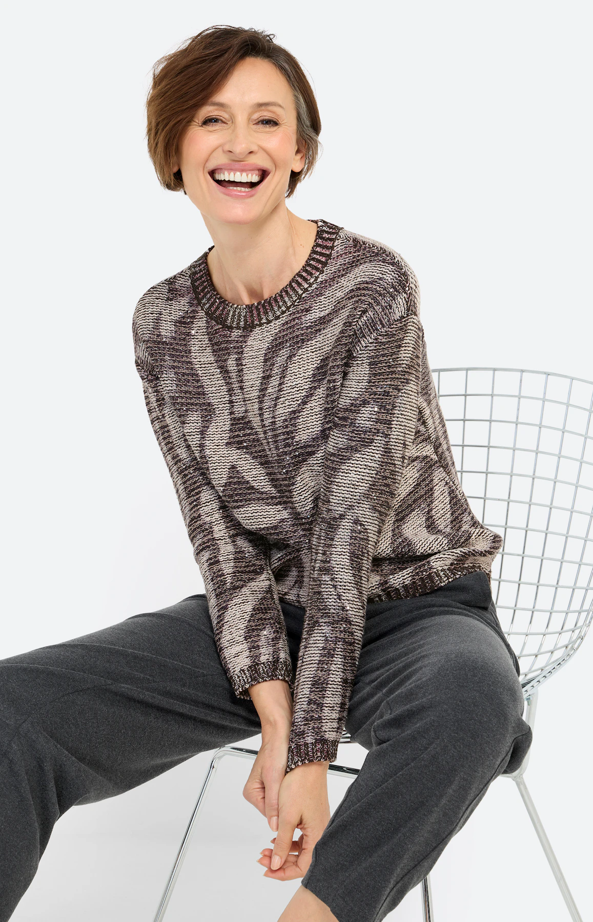 Trui met zebraprint, bruin