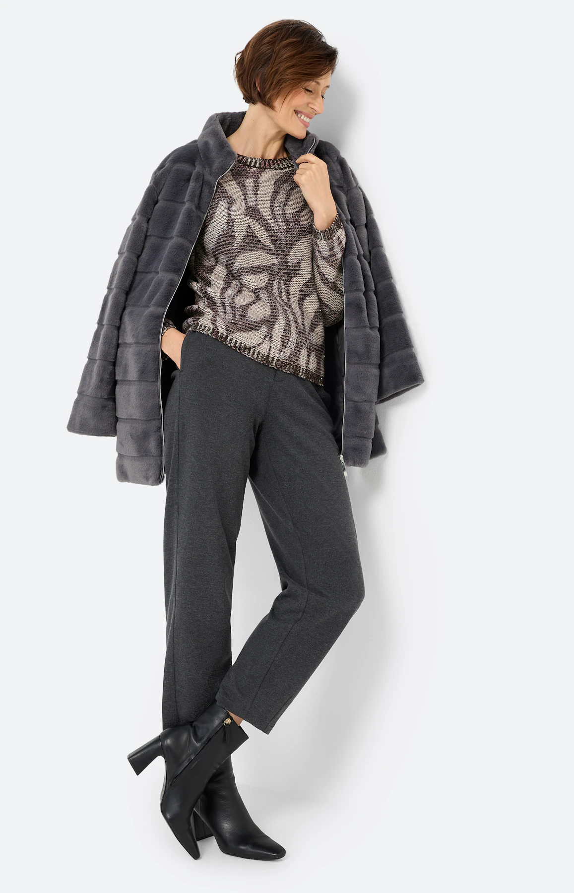 Trui met zebraprint, bruin