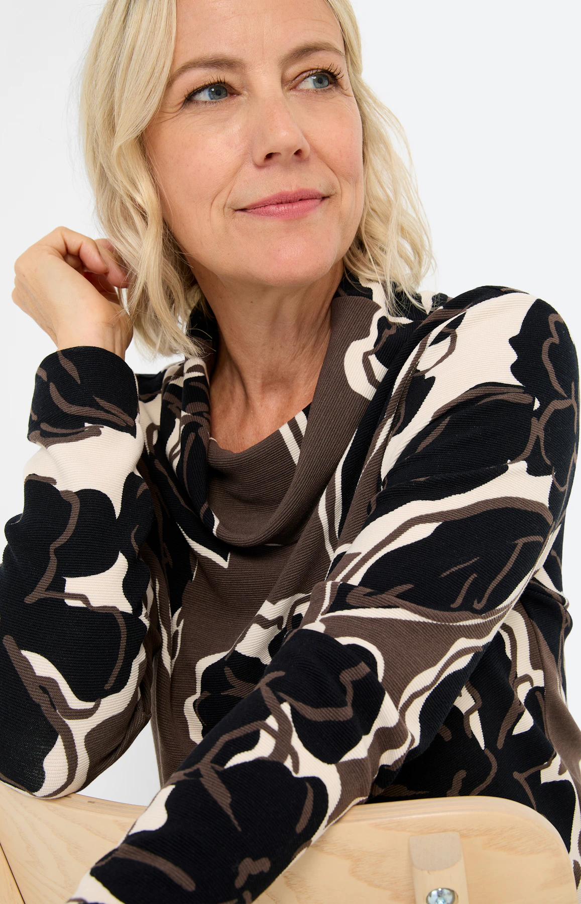 Sweatshirt met gebloemde print, taupe