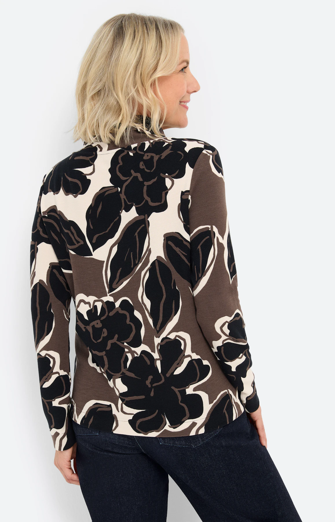 Sweatshirt met gebloemde print, taupe