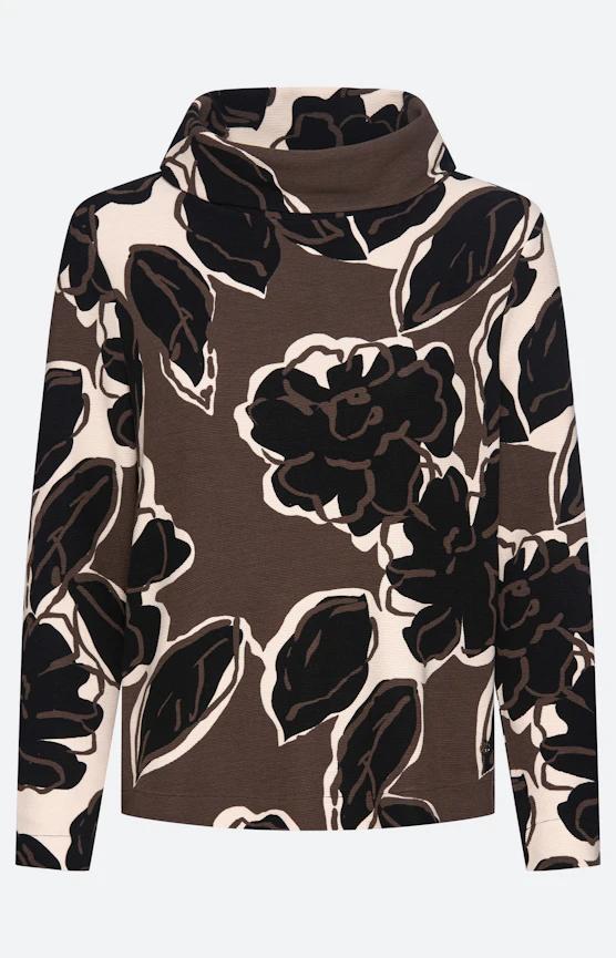 Sweatshirt mit floralem Print, taupe