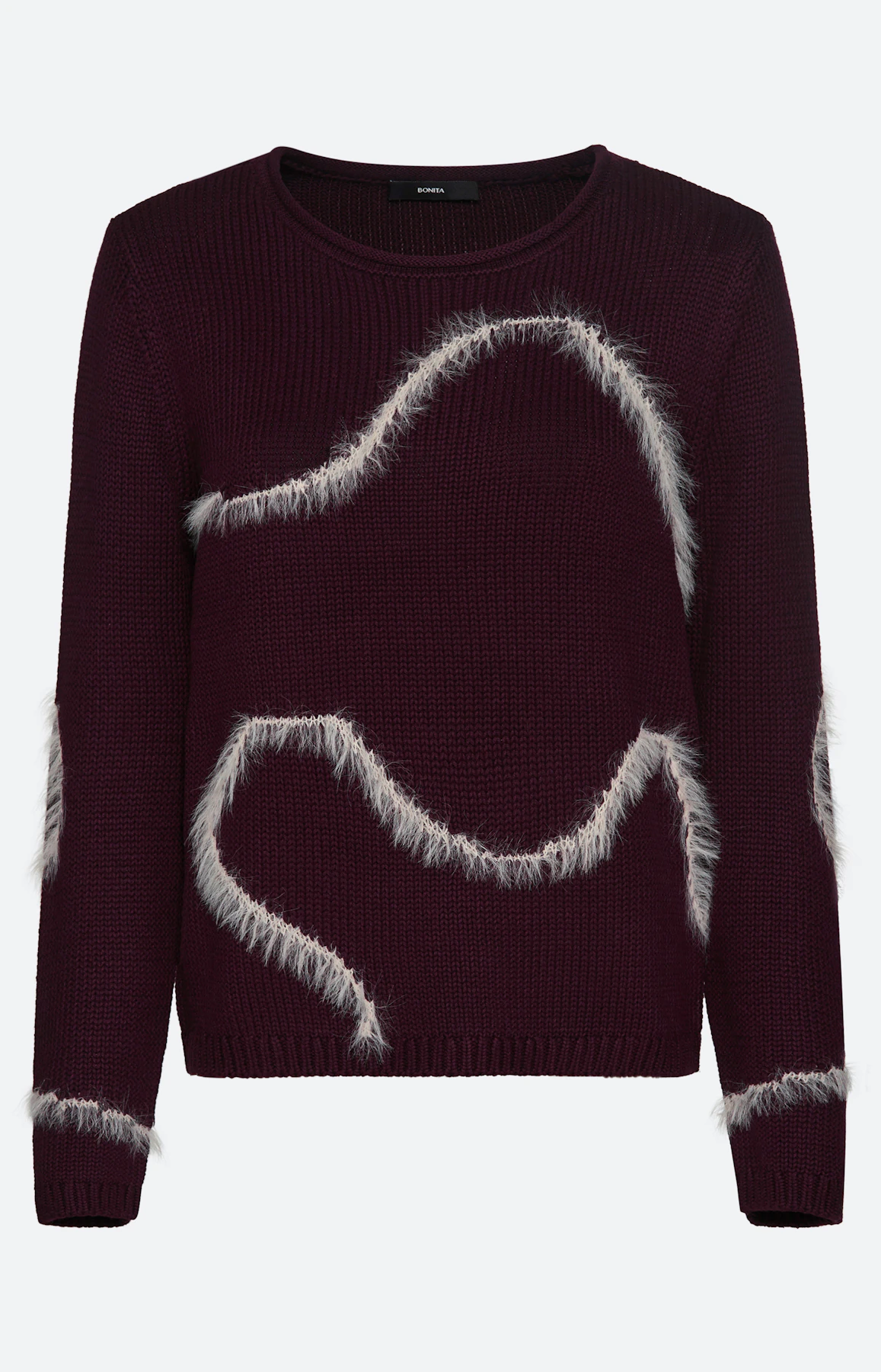 Trui met harig motief, aubergine