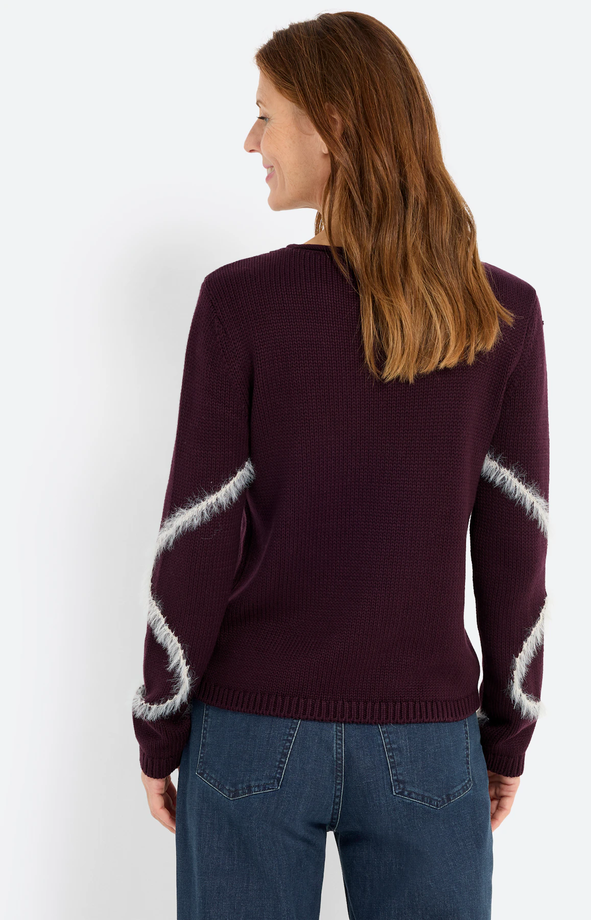 Trui met harig motief, aubergine