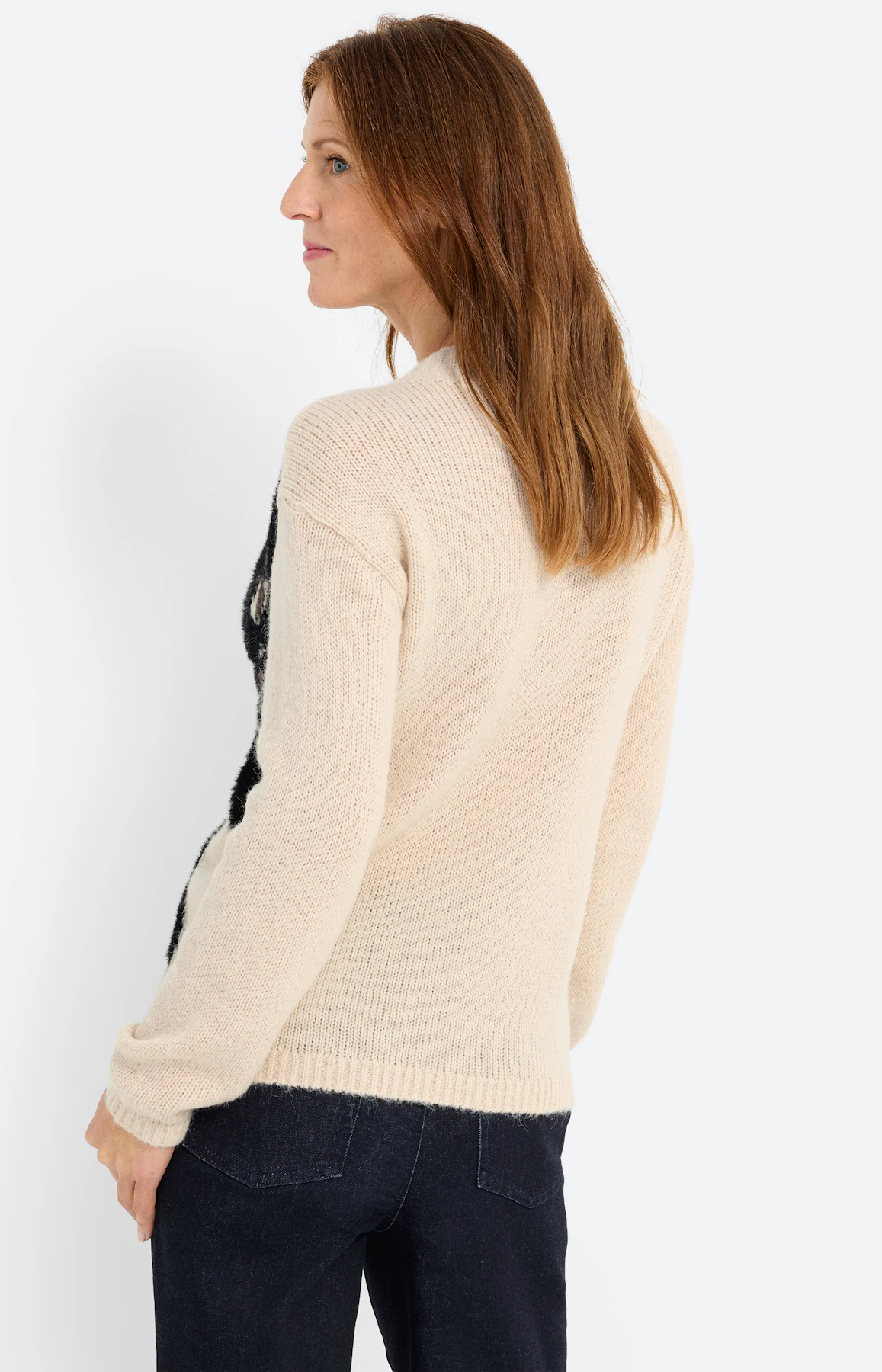 Trui met bloemmotief, beige
